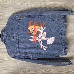 Members Only Looney Tunes Denim Trucker Jean Jacket Mens Size Medium
